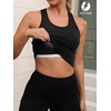 image:imageFihapyli ICTIVE Sports Bras for Women Wirefree Padded Racerback Mesh Back Workout Yoga Running Bra9042 Black