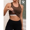 image:imageFihapyli ICTIVE Sports Bras for Women Wirefree Padded Racerback Mesh Back Workout Yoga Running Bra9042 Coffee