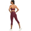 image:imageFihapyli ICTIVE Womens Capris Yoga Pants with Pockets Running Pilates Fitness Running High Waisted LeggingsBurgundy