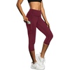 image:imageFihapyli ICTIVE Womens Capris Yoga Pants with Pockets Running Pilates Fitness Running High Waisted LeggingsBurgundy