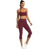 image:imageFihapyli ICTIVE Womens Capris Yoga Pants with Pockets Running Pilates Fitness Running High Waisted LeggingsBurgundy
