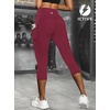 image:imageFihapyli ICTIVE Womens Capris Yoga Pants with Pockets Running Pilates Fitness Running High Waisted LeggingsBurgundy V Waisted