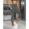 image:imageFihapyli ICTIVE Womens Capris Yoga Pants with Pockets Running Pilates Fitness Running High Waisted LeggingsGrey V Waisted