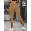 image:imageFihapyli ICTIVE Womens Capris Yoga Pants with Pockets Running Pilates Fitness Running High Waisted LeggingsKhaki V Waisted