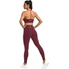 image:imageFihapyli ICTIVE Womens High Waist Yoga Cropped Leggings with PocketsBurgundy