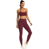 image:imageFihapyli ICTIVE Womens High Waist Yoga Cropped Leggings with PocketsBurgundy