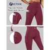 image:imageFihapyli ICTIVE Womens High Waist Yoga Cropped Leggings with PocketsBurgundy