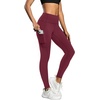 image:imageFihapyli ICTIVE Womens High Waist Yoga Cropped Leggings with PocketsBurgundy
