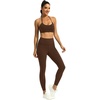 image:imageFihapyli ICTIVE Womens High Waist Yoga Cropped Leggings with PocketsCoffee