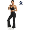 image:imageFihapyli ICTIVE Womens V Crossover Flare Leggings with Tummy Control Casual High Waisted Wide Leg Workout RunningBlack