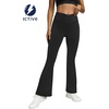 image:imageFihapyli ICTIVE Womens V Crossover Flare Leggings with Tummy Control Casual High Waisted Wide Leg Workout RunningBlack
