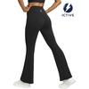 image:imageFihapyli ICTIVE Womens V Crossover Flare Leggings with Tummy Control Casual High Waisted Wide Leg Workout RunningBlack