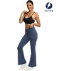 image:imageFihapyli ICTIVE Womens V Crossover Flare Leggings with Tummy Control Casual High Waisted Wide Leg Workout RunningDarkblue