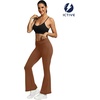 image:imageFihapyli ICTIVE Womens V Crossover Flare Leggings with Tummy Control Casual High Waisted Wide Leg Workout RunningLightbrown