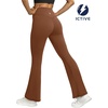 image:imageFihapyli ICTIVE Womens V Crossover Flare Leggings with Tummy Control Casual High Waisted Wide Leg Workout RunningLightbrown