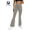 image:imageFihapyli ICTIVE Womens V Crossover Flare Leggings with Tummy Control Casual High Waisted Wide Leg Workout RunningLightgrey