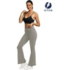 image:imageFihapyli ICTIVE Womens V Crossover Flare Leggings with Tummy Control Casual High Waisted Wide Leg Workout RunningLightgrey