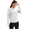 image:imageICTIVE Long Sleeve Workout Shirts for Women Loose Fit Workout Tops Running Shirts with Thumb HoleWhite
