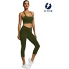 image:imageICTIVE Strappy Sports Bras for Women Criss Cross Back Racerback High Impact Padded Workout Sports Bra Fitness Workout Running Shirts Athletic Bra Top Army Green L