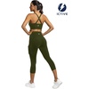 image:imageICTIVE Strappy Sports Bras for Women Criss Cross Back Racerback High Impact Padded Workout Sports Bra Fitness Workout Running Shirts Athletic Bra Top Army Green L