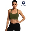 image:imageICTIVE Strappy Sports Bras for Women Criss Cross Back Racerback High Impact Padded Workout Sports Bra Fitness Workout Running Shirts Athletic Bra Top Army Green L