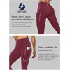 image:imageICTIVE Women Workout Pants with Tummy Control High Waist Tight Fit Yoga Running Pilates Fitness Leggings with PocketsBurgundy