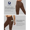 image:imageICTIVE Women Workout Pants with Tummy Control High Waist Tight Fit Yoga Running Pilates Fitness Leggings with PocketsCoffee