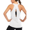 image:imageICTIVE Womens Cross Backless Workout Tops for Women Racerback Tank Tops Open Back Running Muscle Tank Yoga ShirtsWhite Logo