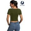 image:imageICTIVE Womens Sleeveless Racerback Tank Top Crew Neck Slim Fit Workout Casual Basic Cami ShirtsArmy Green 9064