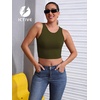 image:imageICTIVE Womens Sleeveless Racerback Tank Top Crew Neck Slim Fit Workout Casual Basic Cami ShirtsArmy Green 9076