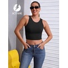 image:imageICTIVE Womens Sleeveless Racerback Tank Top Crew Neck Slim Fit Workout Casual Basic Cami ShirtsBlack 9076