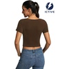 image:imageICTIVE Womens Sleeveless Racerback Tank Top Crew Neck Slim Fit Workout Casual Basic Cami ShirtsCoffee 9064