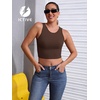 image:imageICTIVE Womens Sleeveless Racerback Tank Top Crew Neck Slim Fit Workout Casual Basic Cami ShirtsCoffee 9076