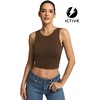 image:imageICTIVE Womens Sleeveless Racerback Tank Top Crew Neck Slim Fit Workout Casual Basic Cami ShirtsCoffee 9076