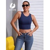 image:imageICTIVE Womens Sleeveless Racerback Tank Top Crew Neck Slim Fit Workout Casual Basic Cami ShirtsDark Blue 9076
