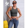 image:imageICTIVE Womens Sleeveless Racerback Tank Top Crew Neck Slim Fit Workout Casual Basic Cami ShirtsGrey 9076