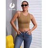 image:imageICTIVE Womens Sleeveless Racerback Tank Top Crew Neck Slim Fit Workout Casual Basic Cami ShirtsKhaki 9076