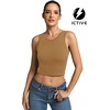 image:imageICTIVE Womens Sleeveless Racerback Tank Top Crew Neck Slim Fit Workout Casual Basic Cami ShirtsKhaki 9076