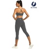 image:imageICTIVE Womens Sports Bra Camisole Adjustable Spaghetti Strap Padded Wireless Workout Yoga Crop TopDarkgrey