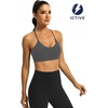 image:imageICTIVE Womens Sports Bra Camisole Adjustable Spaghetti Strap Padded Wireless Workout Yoga Crop TopDarkgrey