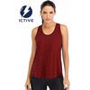 image:imageICTIVE Workout Tops for Women Loose Fit Racerback Mesh Backless Muscle Tank Running ShirtsBurgundy