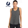 image:imageICTIVE Workout Tops for Women Loose Fit Racerback Mesh Backless Muscle Tank Running ShirtsDark Gray