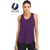 image:imageICTIVE Workout Tops for Women Loose Fit Racerback Mesh Backless Muscle Tank Running ShirtsDark Purple