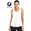 image:imageICTIVE Workout Tops for Women Loose Fit Racerback Mesh Backless Muscle Tank Running ShirtsWhite