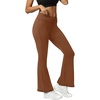 image:imageFihapyli ICTIVE Womens V Crossover Flare Leggings with Tummy Control Casual High Waisted Wide Leg Workout RunningLightbrown