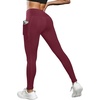 image:imageICTIVE Women Workout Pants with Tummy Control High Waist Tight Fit Yoga Running Pilates Fitness Leggings with PocketsBurgundy