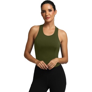 image:imageFihapyli ICTIVE Sports Bras for Women Wirefree Padded Racerback Mesh Back Workout Yoga Running Bra9042 Army Green