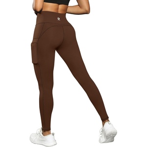 image:imageFihapyli ICTIVE Womens High Waist Yoga Cropped Leggings with PocketsCoffee