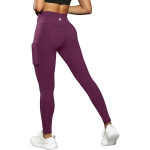 image:imageFihapyli ICTIVE Womens High Waist Yoga Cropped Leggings with PocketsDarkpurple