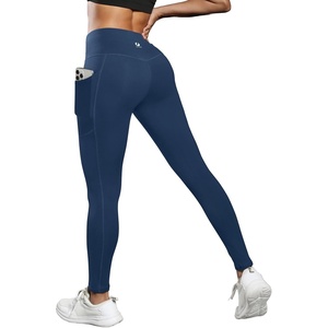 image:imageICTIVE Women Workout Pants with Tummy Control High Waist Tight Fit Yoga Running Pilates Fitness Leggings with PocketsDarkblue
